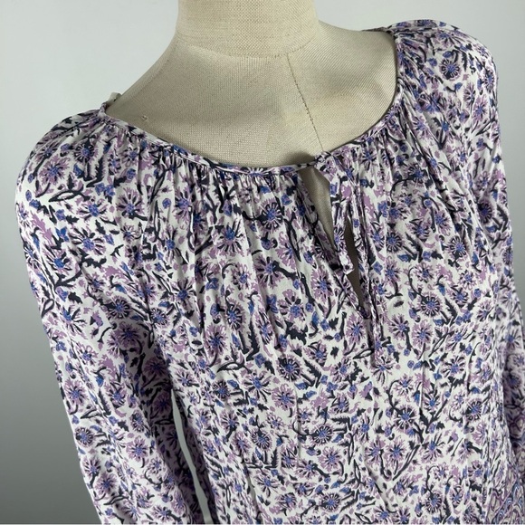 💕 lucky brand Floral Print Women's Top - Purple and Blue S - Picture 3 of 11